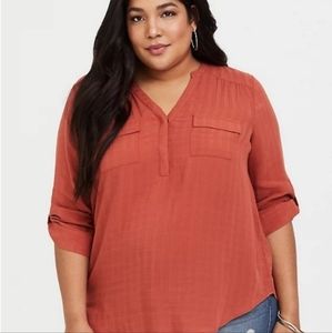Torrid Burnt Brick Harper Pullover Blouse